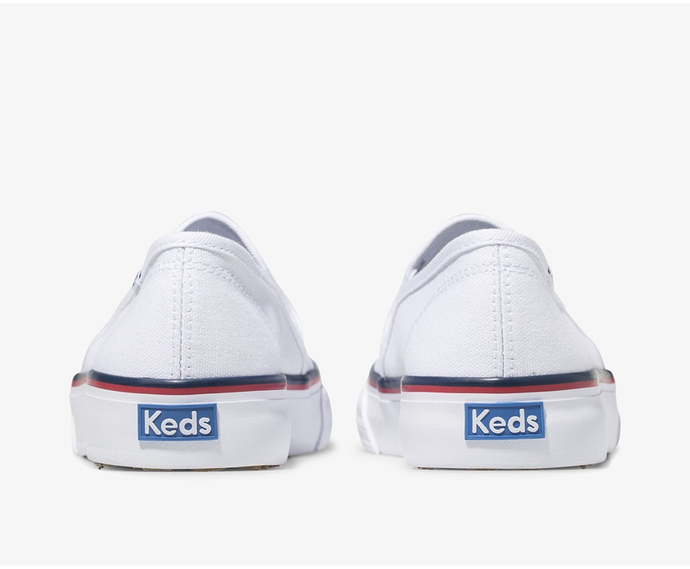 Slip Ons Keds Mujer Blancas - Washable Double Decker Varsity - 482-GXEFQI